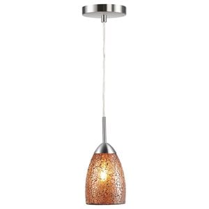 Woodbridge Lighting Venezia 1-Light Glass Mini-Pendant in Nickel/Mosaic Amber