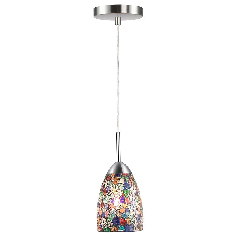 Woodbridge Lighting Venezia 1-Light Glass Mini-Pendant in Nickel/Multi-Color