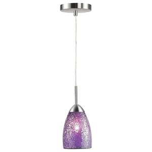 woodbridge lighting venezia 1-light glass mini-pendant in nickel/mosaic purple