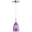 Woodbridge Lighting Venezia 1-Light Glass Mini-Pendant in Nickel/Mosaic Purple