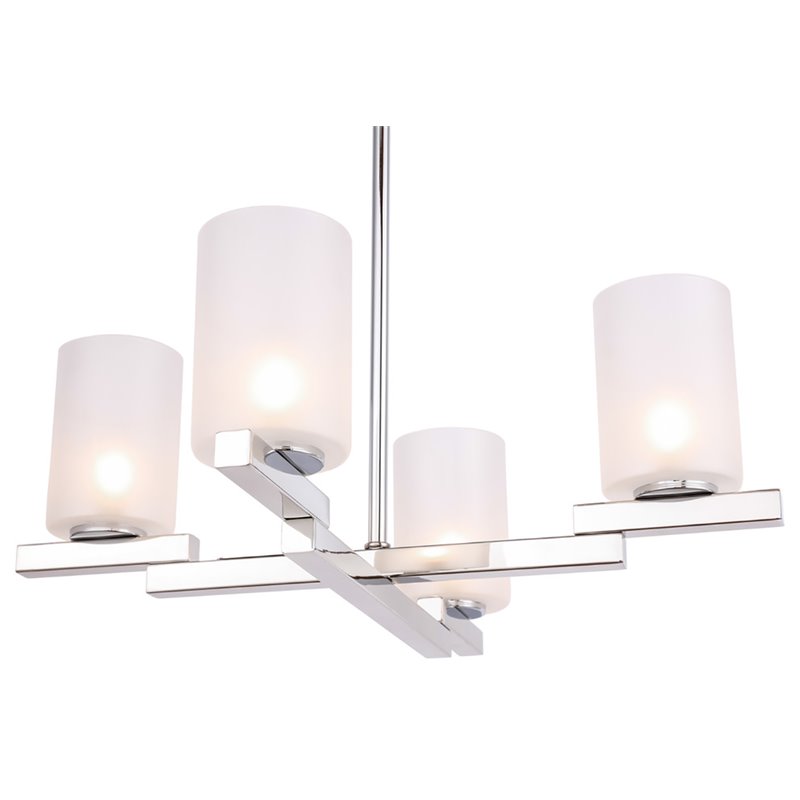 Woodbridge Lighting Jewel 4-Light Cylinder Glass Chandelier in Sand/Chrome