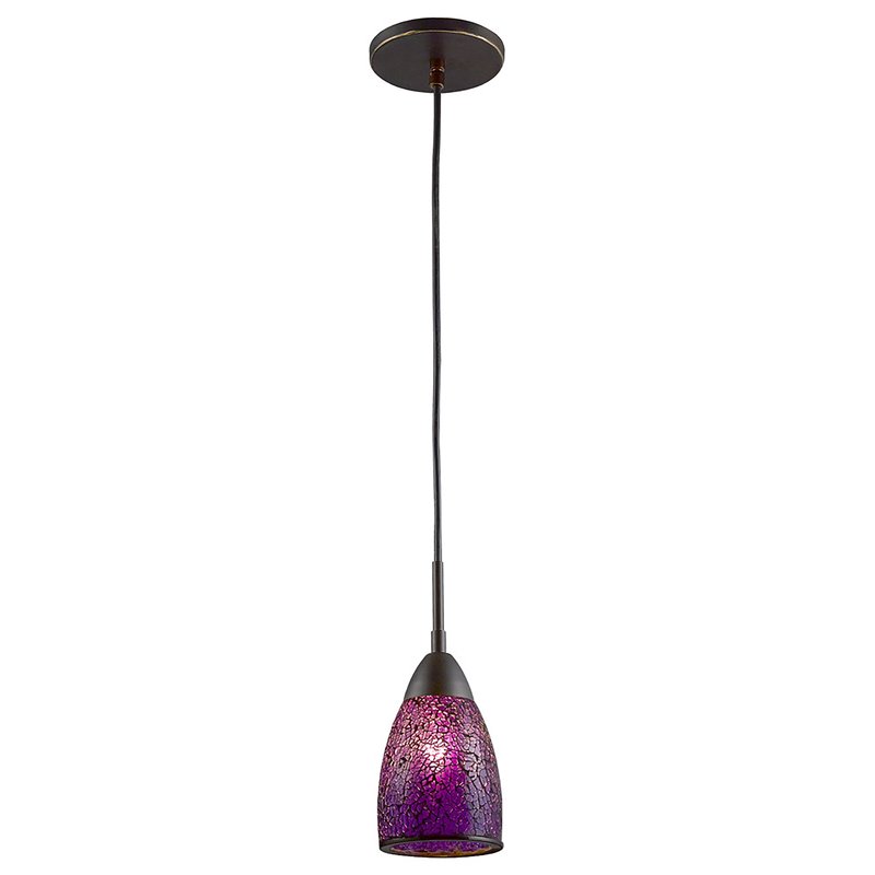 Woodbridge Lighting Venezia 1-Light Glass Mini-Pendant in Bronze/Mosaic Purple