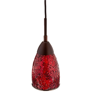 Woodbridge Lighting Venezia 1-Light Glass Mini-Pendant in Bronze/Mosaic Red