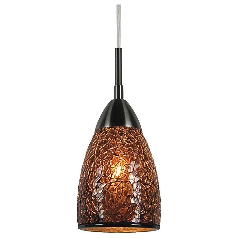 Woodbridge Lighting Venezia 1-Light Glass Mini-Pendant in Nickel/Mosaic Mirror