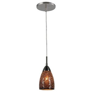 Woodbridge Lighting Venezia 1-Light Glass Mini-Pendant in Nickel/Mosaic Mirror