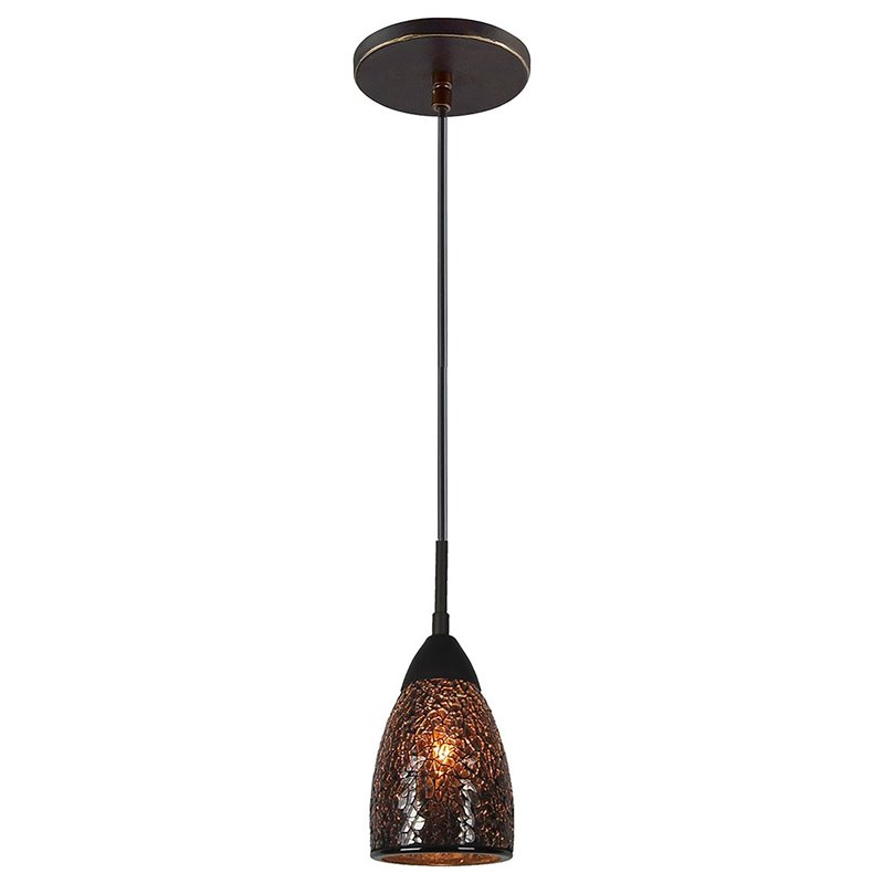 Woodbridge Lighting Venezia 1-Light Glass Mini-Pendant in Bronze/Mosaic Mirror