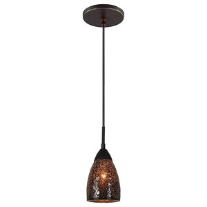 Woodbridge Lighting Venezia 1-Light Glass Mini-Pendant in Bronze/Mosaic Mirror