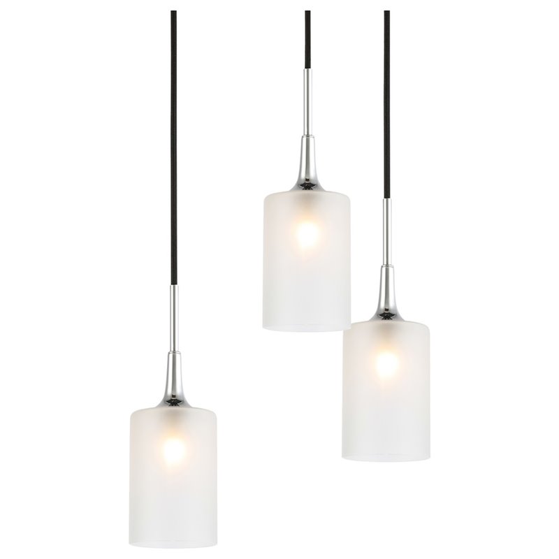 Woodbridge Lighting Chelsea 5Lt Cylinder Glass Chandelier in Chrome/Sand