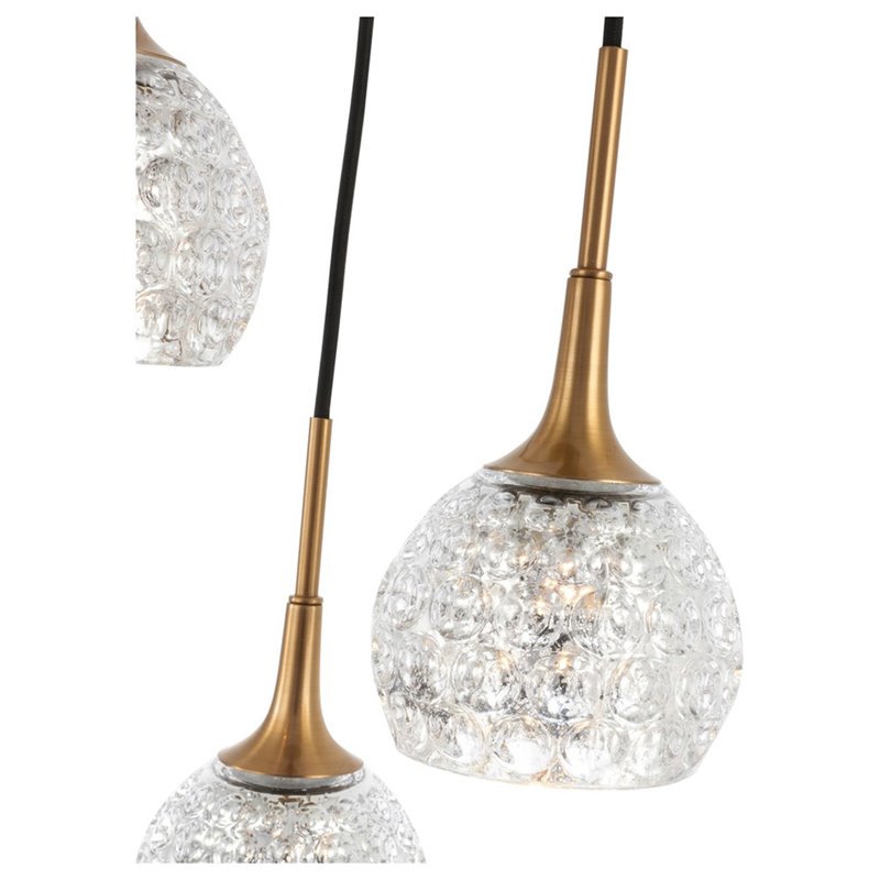 Woodbridge Lighting Bristol 3-Light Glass Cluster Pendant in Brass/Mercury