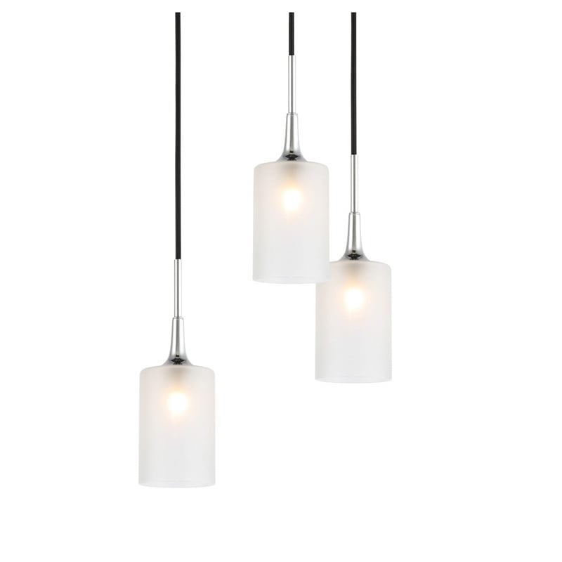 Woodbridge Lighting Chelsea 5Lt Cylinder Glass Chandelier in Chrome/Bronze/Sand