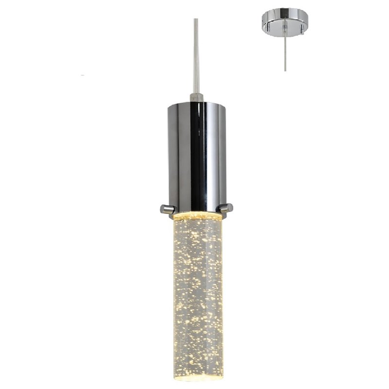 Woodbridge Lighting Pixie 1-Light Steel and Glass LED Pendant in Chrome