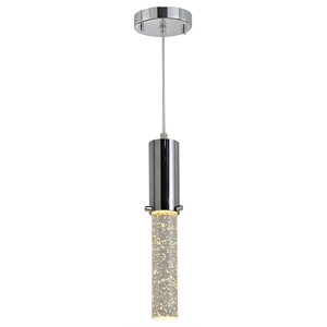 woodbridge lighting pixie 1-light steel and glass led pendant in chrome