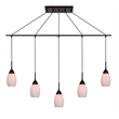 Woodbridge Lighting Venezia 5-Light Glass Linear Pendant in Bronze/Opal