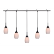 Woodbridge Lighting Venezia 5-Light Glass Linear Pendant in Bronze/Opal