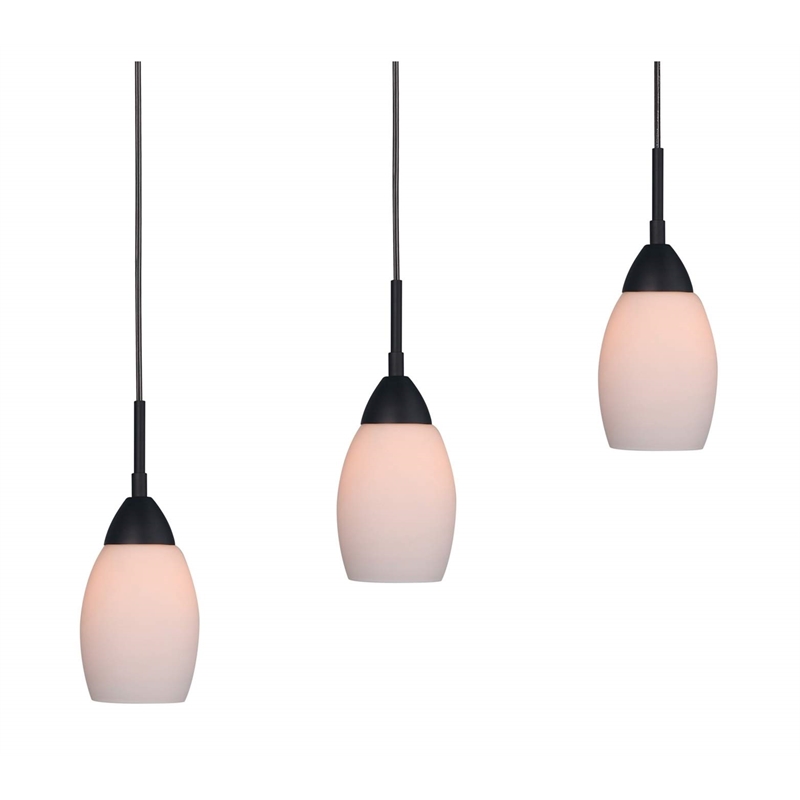 Woodbridge Lighting Venezia 5-Light Glass Linear Pendant in Bronze/Opal