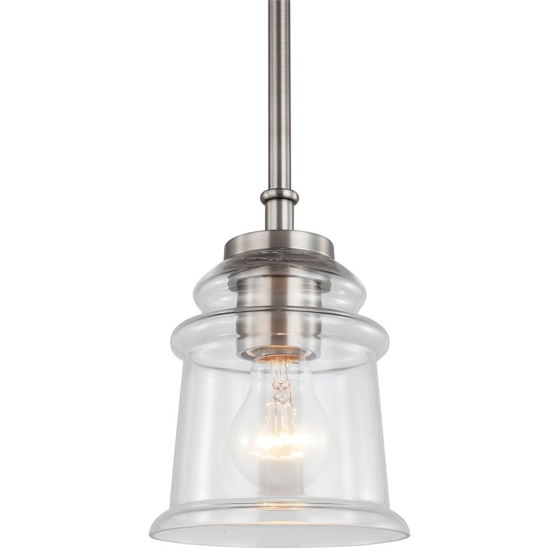 Woodbridge Lighting Elliot 1-Light Glass Mini-Pendant in Antique Nickel