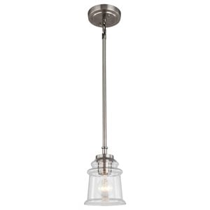 Woodbridge Lighting Elliot 1-Light Glass Mini-Pendant in Antique Nickel