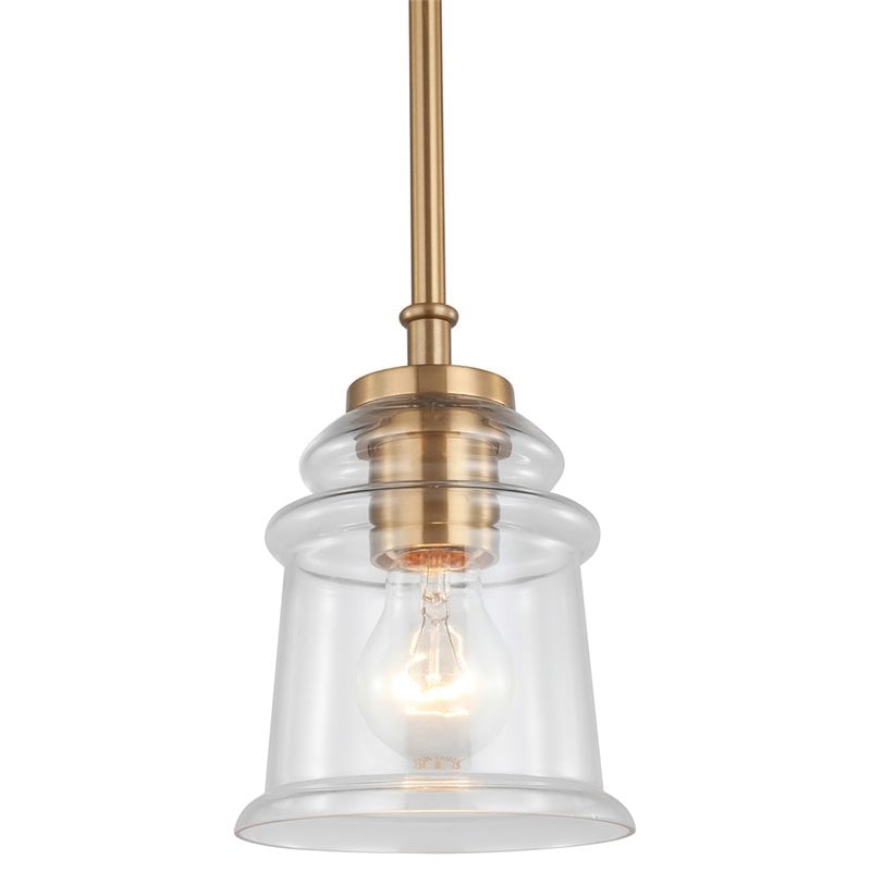 Woodbridge Lighting Elliot 1-Light Glass Mini-Pendant in Brass