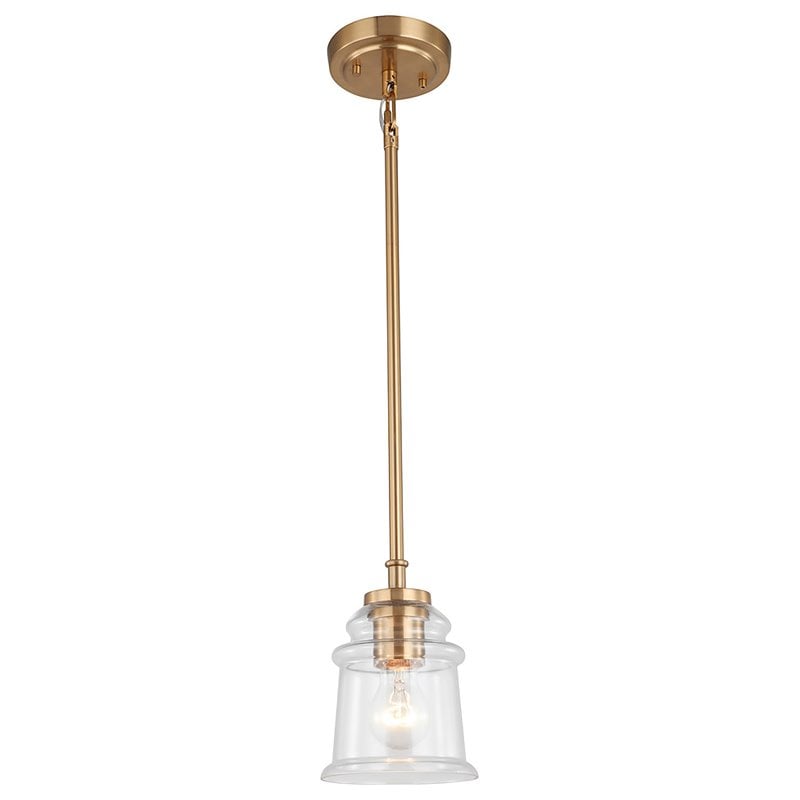 Woodbridge Lighting Elliot 1-Light Glass Mini-Pendant in Brass