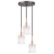 Woodbridge Lighting Candice 3-Light Glass Cluster Pendant in Swizzle/Brass