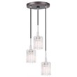 Woodbridge Lighting Candice 3-Light Glass Cluster Pendant in Swizzle/Chrome