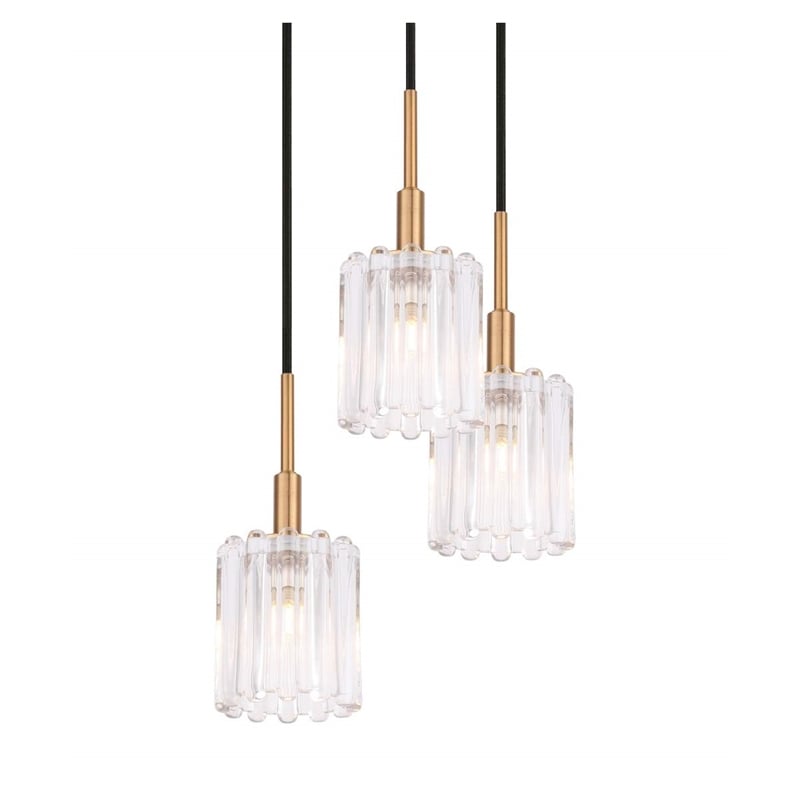 Woodbridge Lighting Candice 5-Light Glass Cluster Pendant in Swizzle/Brass