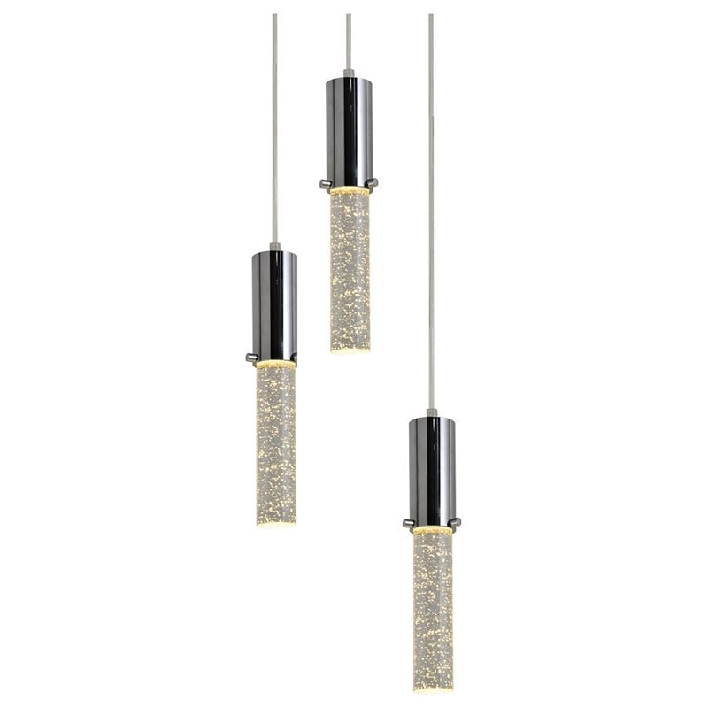 Woodbridge Lighting Pixie 3-Light Steel and Glass LED Pendant in Chrome