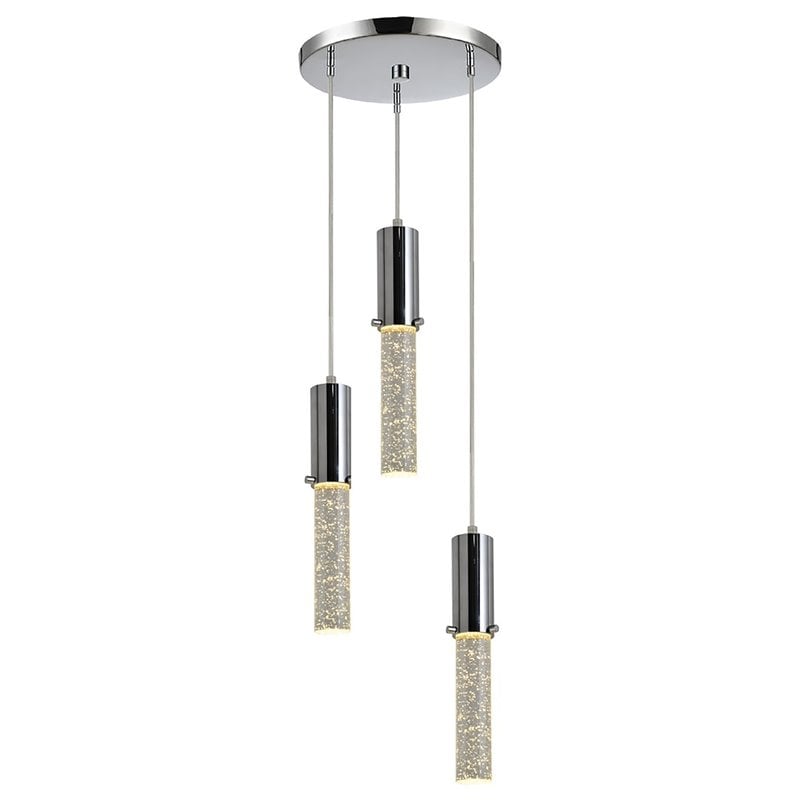 Woodbridge Lighting Pixie 3-Light Steel and Glass LED Pendant in Chrome