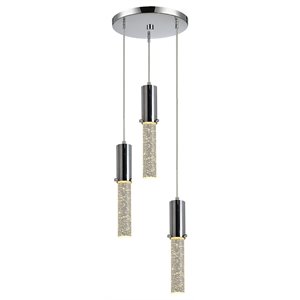 Woodbridge Lighting Pixie 3-Light Steel and Glass LED Pendant in Chrome