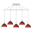 Woodbridge Lighting Alexis 5-Light Glass Linear Pendant in Nickel/Mosaic Red