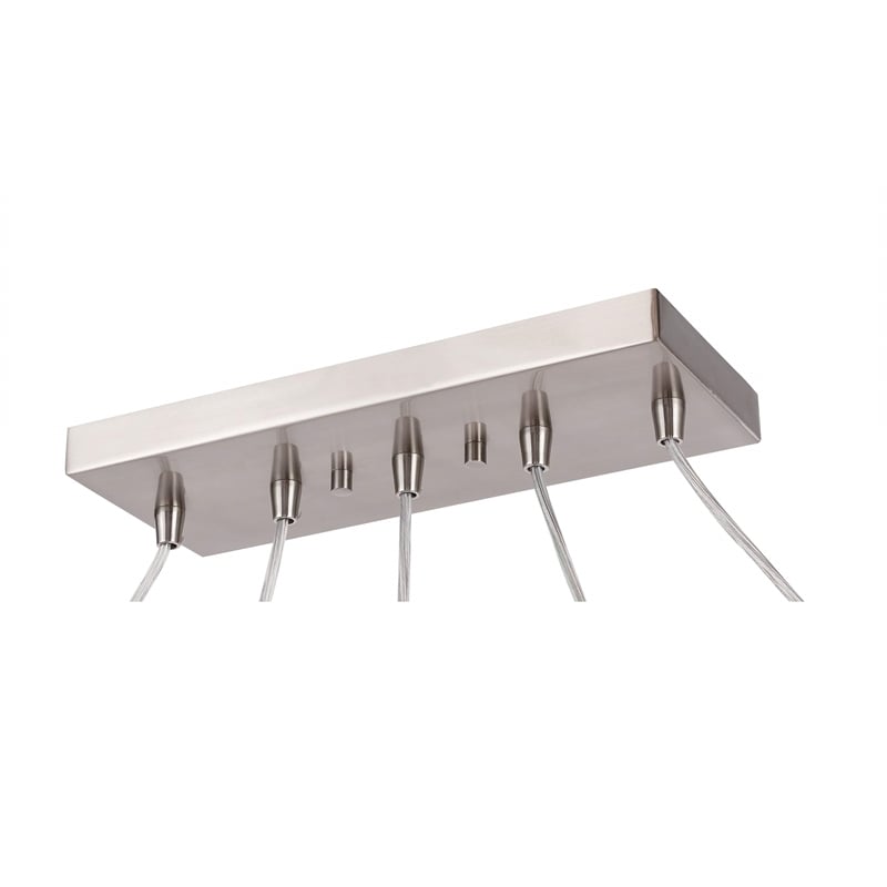 Woodbridge Lighting Alexis 5-Light Glass Linear Pendant in Nickel/Mosaic Red