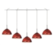 Woodbridge Lighting Alexis 5-Light Glass Linear Pendant in Nickel/Mosaic Red