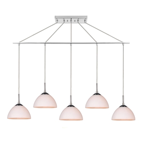 Woodbridge Lighting Alexis 5-Light Glass Linear Pendant in Nickel/Opal