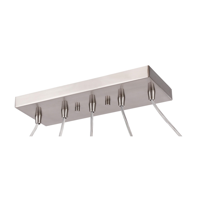 Woodbridge Lighting Alexis 5-Light Glass Linear Pendant in Nickel/Opal