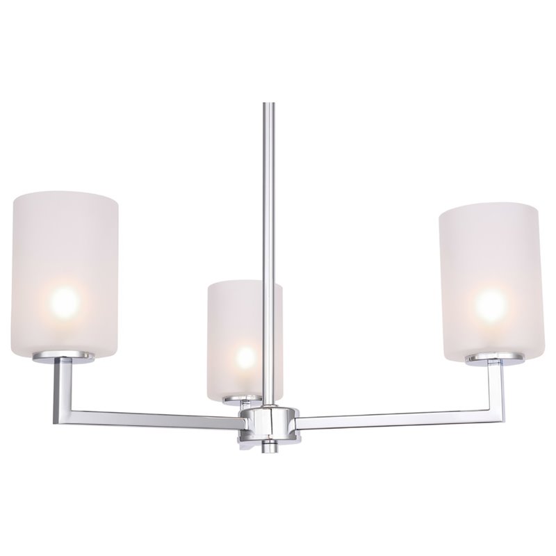 Woodbridge Lighting Elise 3-Light Glass Chandelier in Chrome/Opal