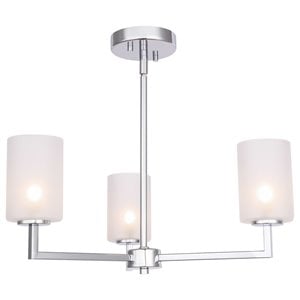 Woodbridge Lighting Elise 3-Light Glass Chandelier in Chrome/Opal