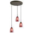 Woodbridge Lighting Venezia 3-Light Glass Cluster Pendant in Bronze/Mosaic Red