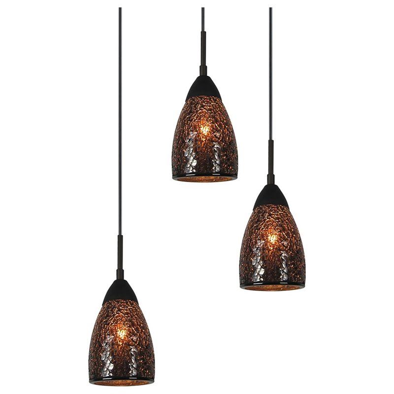 Woodbridge Lighting Venezia 3-Light Glass Cluster Pendant in Bronze/Mirror