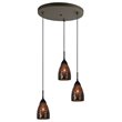 Woodbridge Lighting Venezia 3-Light Glass Cluster Pendant in Bronze/Mirror