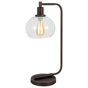 woodbridge lighting austin 1-light glass table lamp in bronze/clear seedy