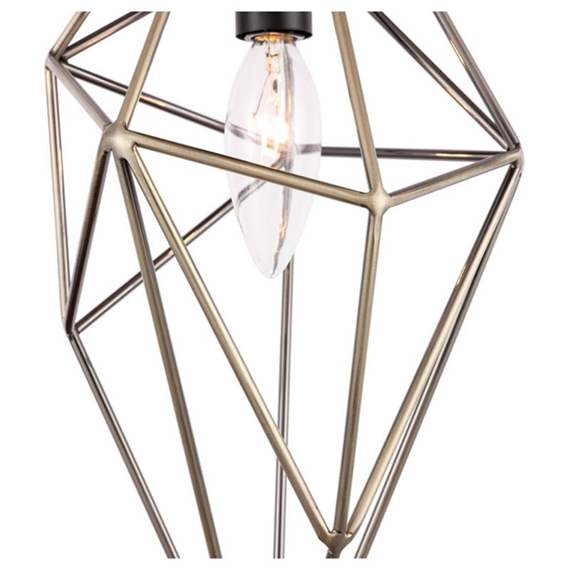 Woodbridge Lighting Lanning 1-Light Metal Mini-Pendant in Antique Brass/Black