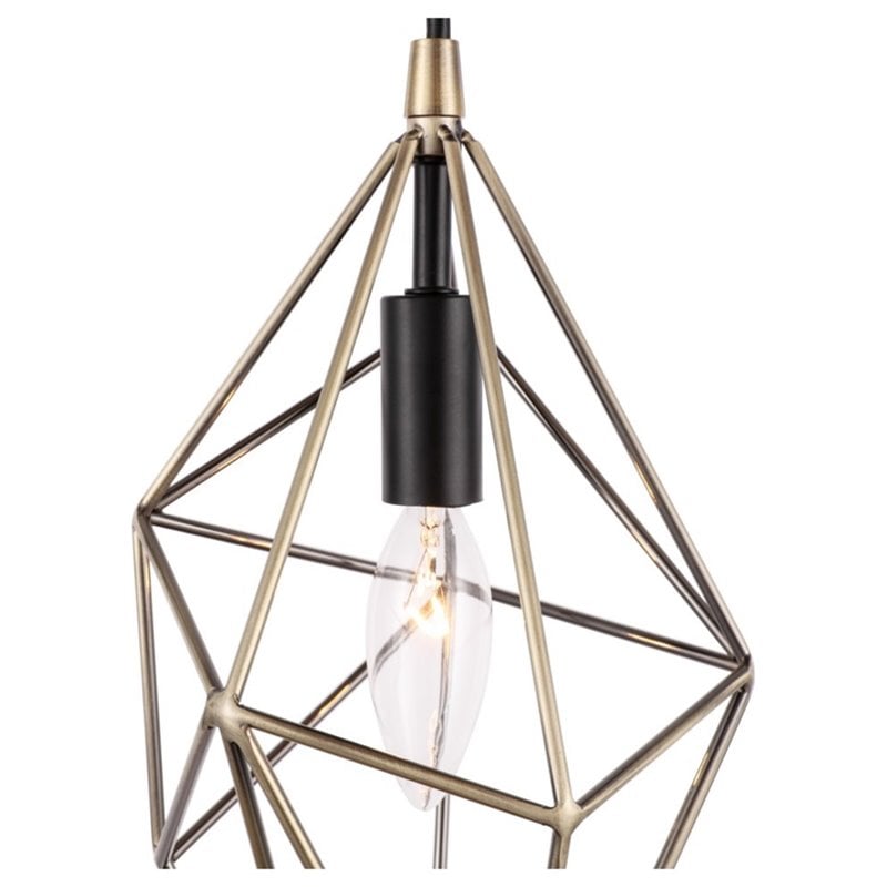 Woodbridge Lighting Lanning 1-Light Metal Mini-Pendant in Antique Brass/Black