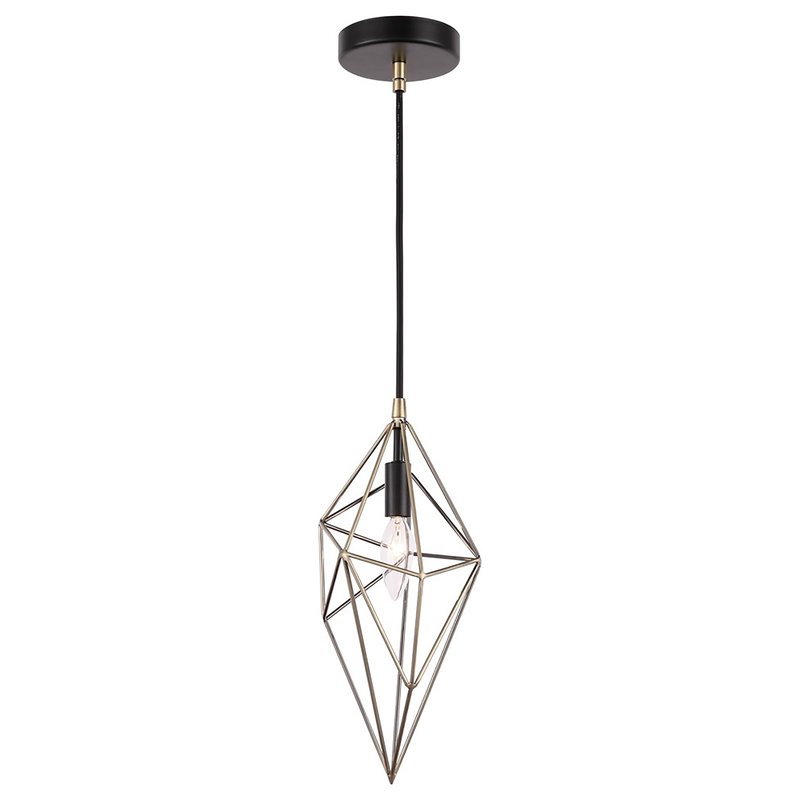 Woodbridge Lighting Lanning 1-Light Metal Mini-Pendant in Antique Brass/Black