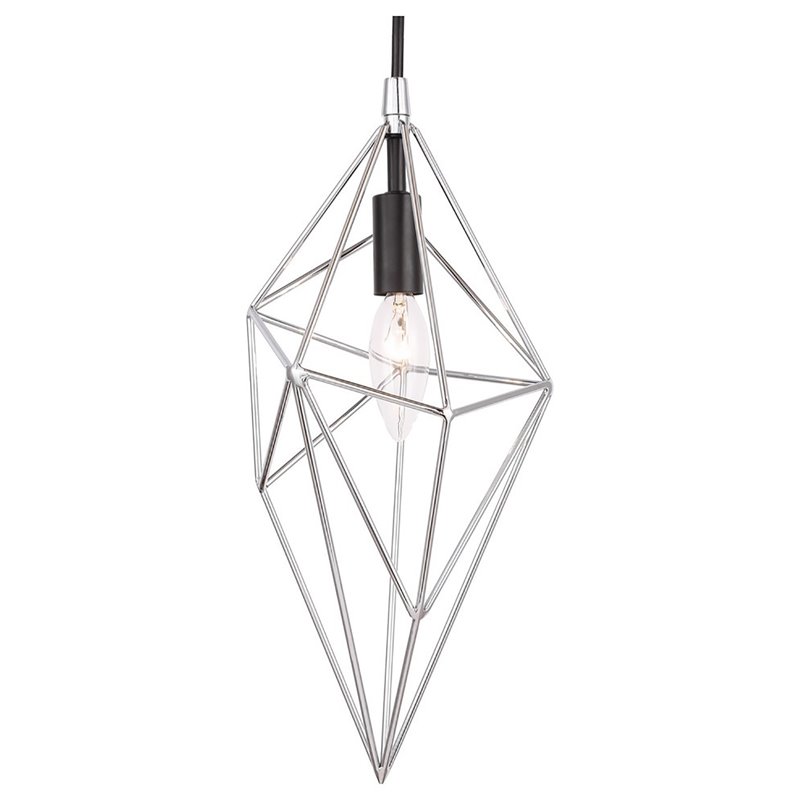 Woodbridge Lighting Lanning 1-Light Metal Mini-Pendant in Chrome/Black