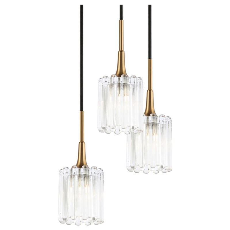 Woodbridge Lighting Regent Park 5Lt Glass Pendant in Brass/Bronze/Swizzle