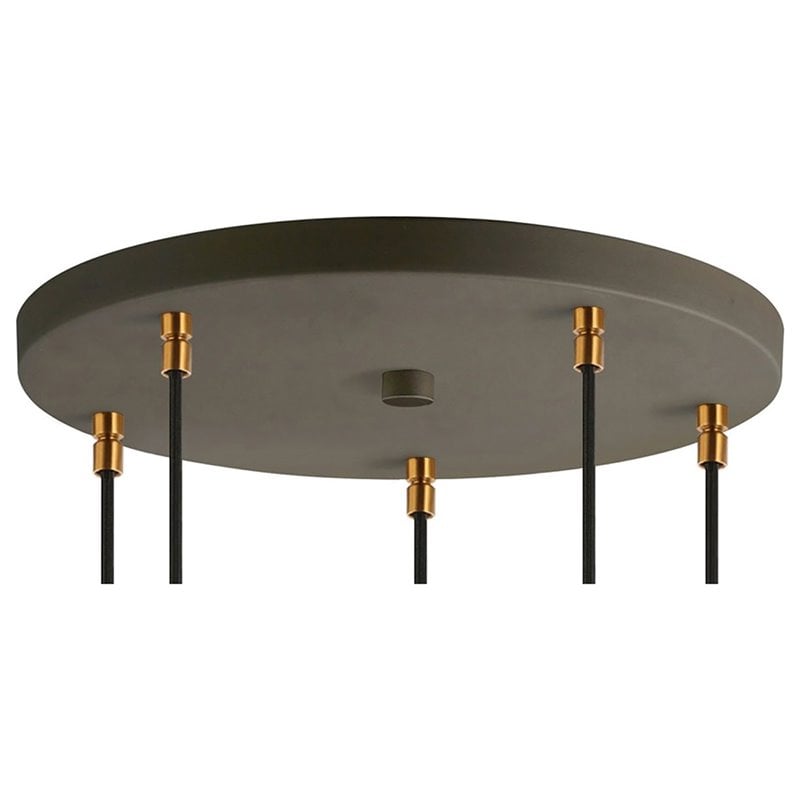 Woodbridge Lighting Regent Park 5Lt Glass Pendant in Brass/Bronze/Swizzle