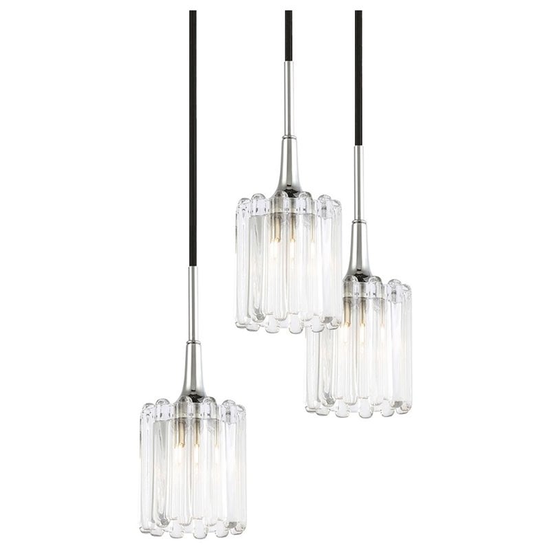 Woodbridge Lighting Regent Park 5Lt Glass Pendant in Chrome/Bronze/Swizzle