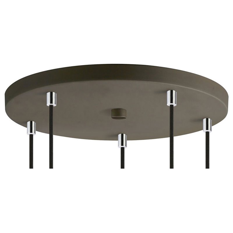 Woodbridge Lighting Regent Park 5Lt Glass Pendant in Chrome/Bronze/Swizzle