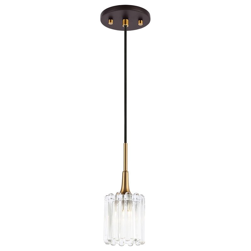 Woodbridge Lighting Regent Park 1Lt Glass Halogen G9 Pendant in Brass/Bronze