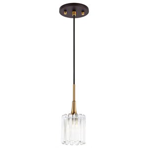 Woodbridge Lighting Regent Park 1Lt Glass Halogen G9 Pendant in Brass/Bronze
